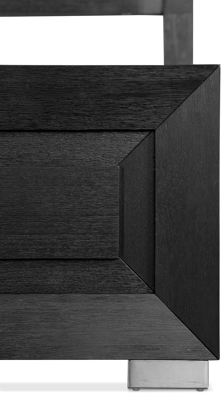 Furniture of America Lyle Modern Solid Wood 3-Piece Bedroom Collection with King Bed Frame and Nightstand Set of 2, Includes LED Light Headboard, Box Spring Required, Black
