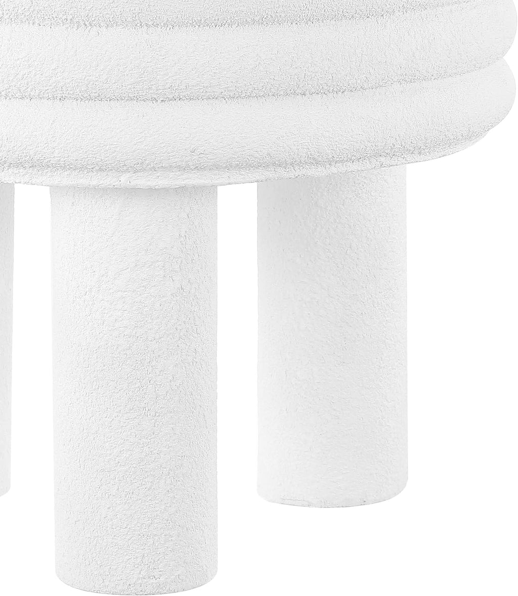 JONATHAN Y Rashida 17.75' Ribbed Polyresin Indoor Outdoor Table, White | Contemporary Curvy Minimalist Silhouette, Stacked Ring Motif, Tripod Pillar Base, Weather Resistant, Frosted Finish