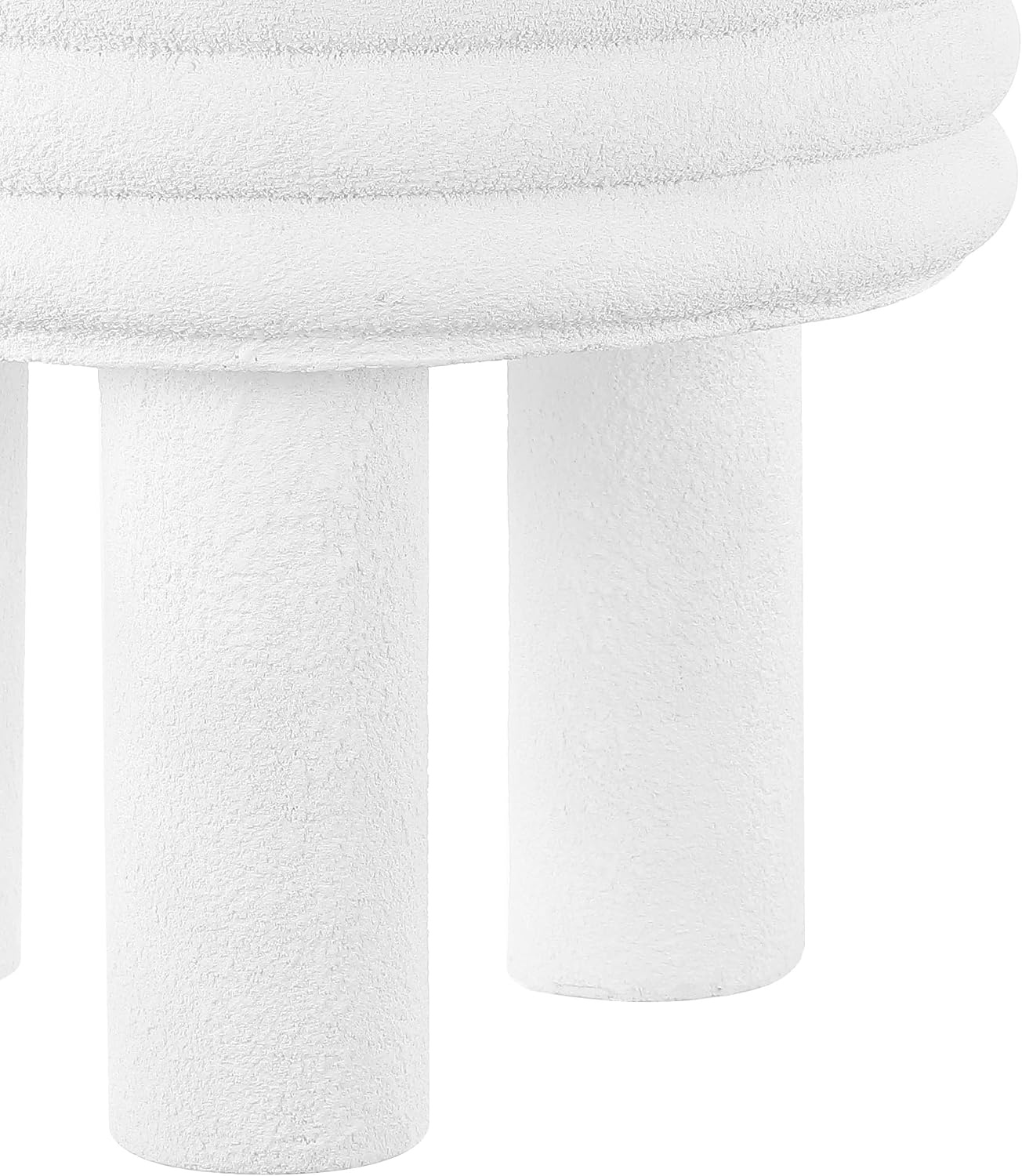 JONATHAN Y Rashida 17.75' Ribbed Polyresin Indoor Outdoor Table, White | Contemporary Curvy Minimalist Silhouette, Stacked Ring Motif, Tripod Pillar Base, Weather Resistant, Frosted Finish