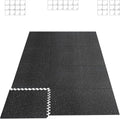 HAPBEAR 0.56'' Thick 12 Pcs 48 Sq Ft Exercise Equipment Mats - High-Density Rubber Top EVA Foam Interlocking Mats, 24x24in Tiles, Heavy-Duty Treadmill Mat for Hardwood Floors, Home Gym Mat