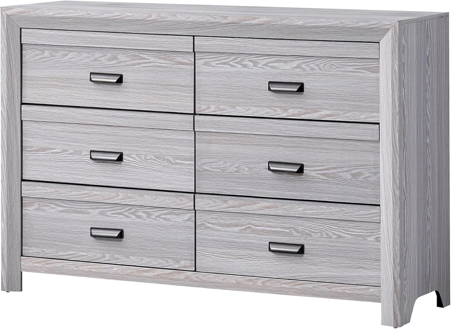 Drift Wood Grey Finish 5pc Full Size Panel Robust Frame Bed Set Wooden Bedroom Furniture Contemporary