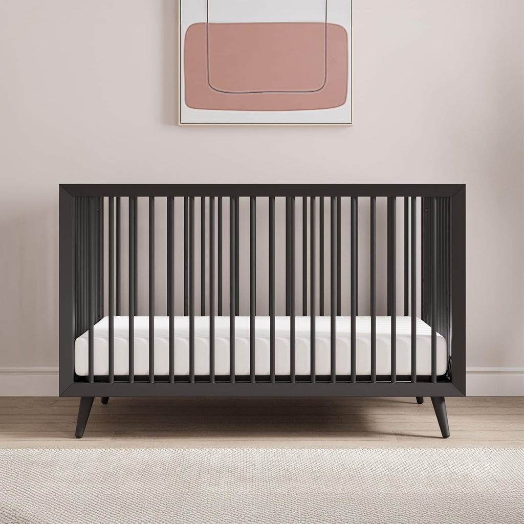 Child Craft Cranbrook Design 4-in-1 Convertible Baby Crib Nursery Furniture Set, Baby Bed and 6 Drawers Double Dresser, for Babies, Toddlers and Kids Bedroom (2 Piece - Ebony)