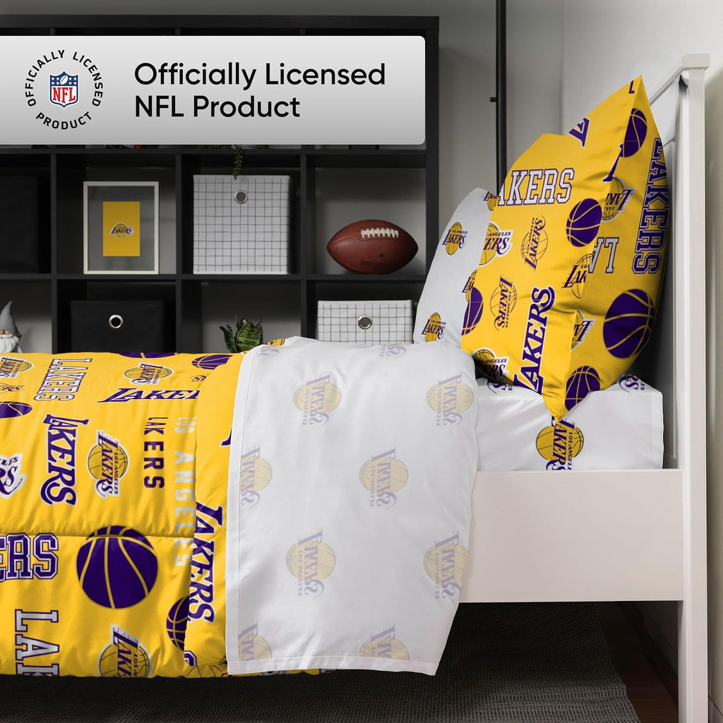 FOCO Unisex-Adult NBA Team Logo Bed in a Bag Comforter, Sheets, Pillow Cases Bedding 5-Piece Set