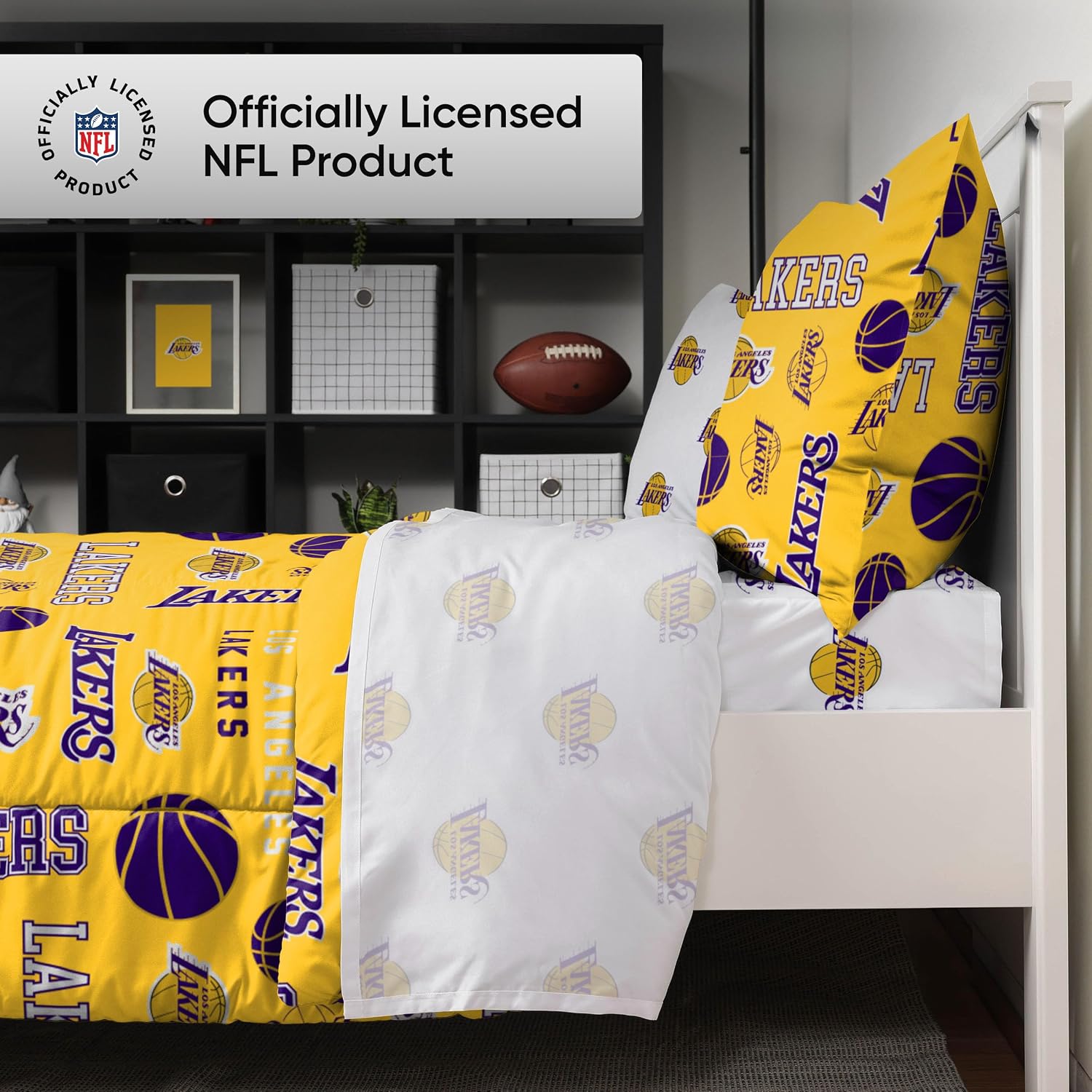 FOCO Unisex-Adult NBA Team Logo Bed in a Bag Comforter, Sheets, Pillow Cases Bedding 5-Piece Set