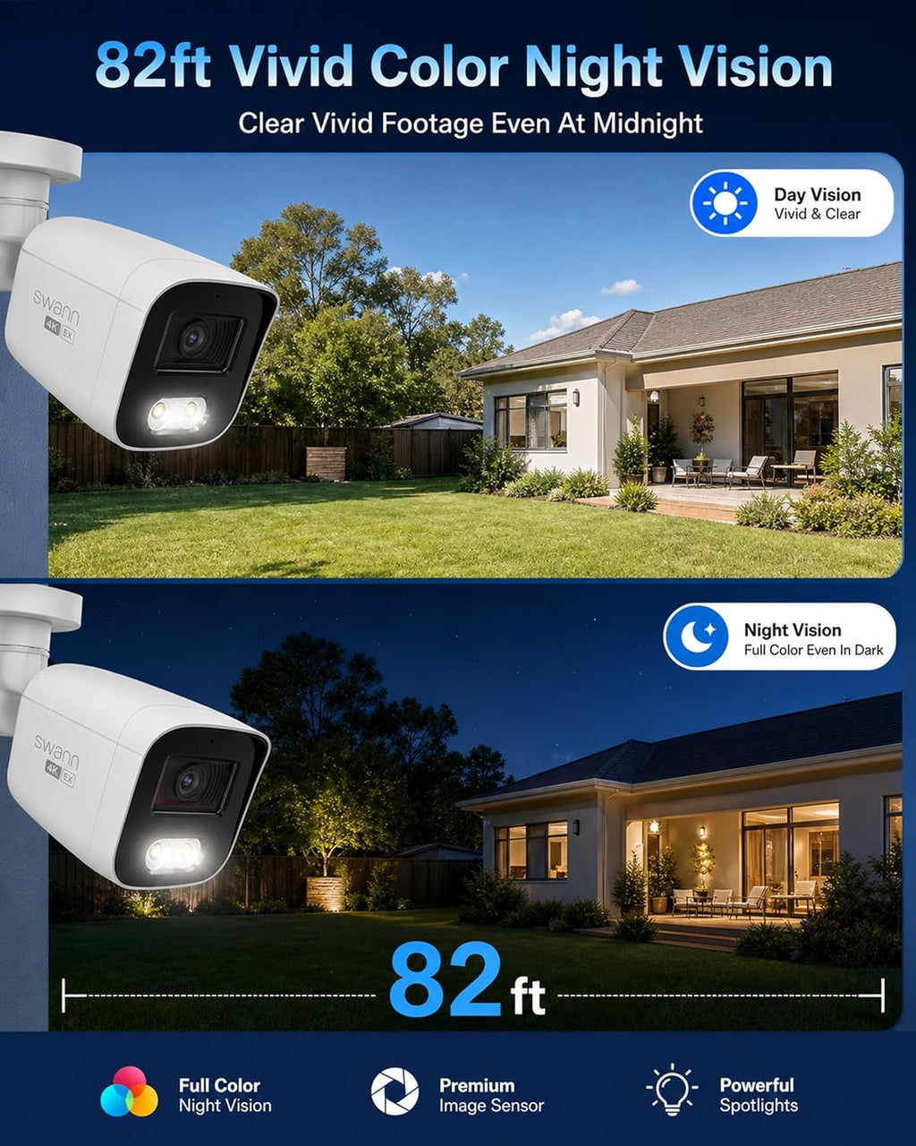 Swann EliteX 12MP 6K POE NVR Security Kit, 4 Pack Outdoor Wired Bullet Cameras, 8 Channel Surveillance System with AI Detection, Spotlight & Color Night Vision
