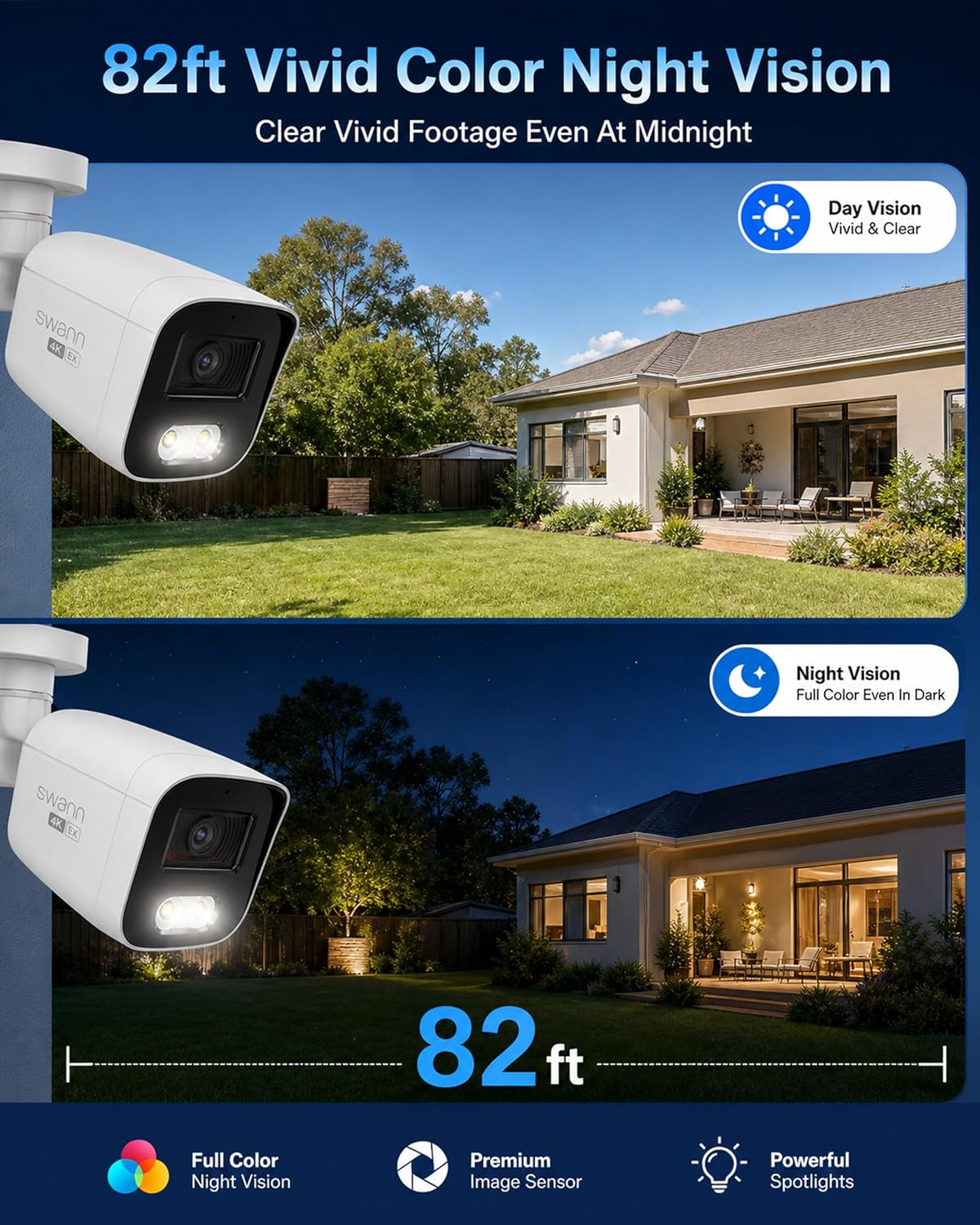 Swann EliteX 12MP 6K POE NVR Security Kit, 4 Pack Outdoor Wired Bullet Cameras, 8 Channel Surveillance System with AI Detection, Spotlight & Color Night Vision