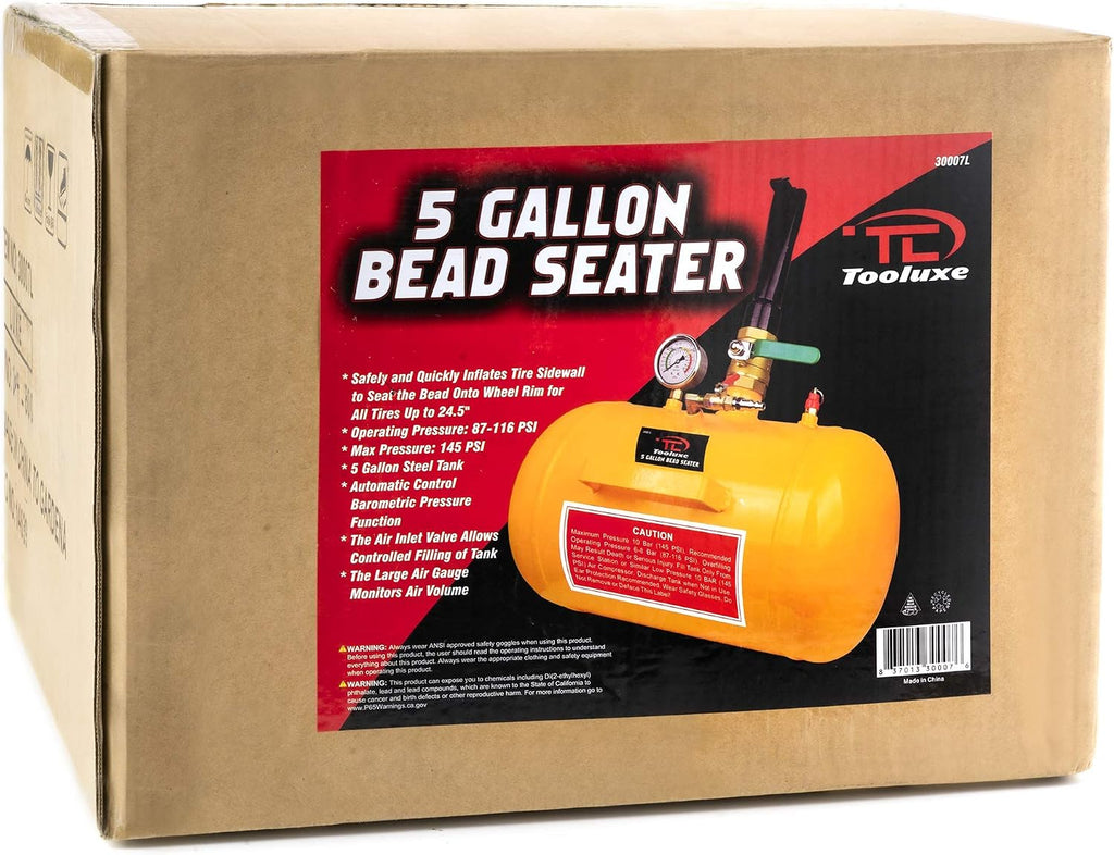 TOOLUXE 30007L Air Tire Bead Sealer, 5 Gallon Tire Bead Seater for Tires, 145 Max PSI Tire Bead Blaster, 87-116 PSI Operating Pressure Air Cannon