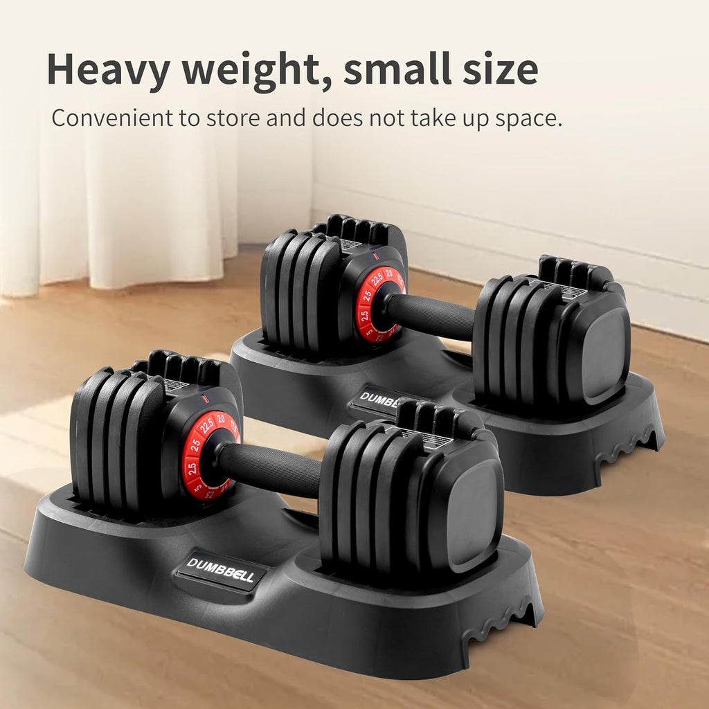 Shaking Weight Adjustable Dumbbell Set 22-66 lbs, 5LB Pink & 25LB Black for Men & Women, Home Gym Equipment, Full Body Workout, Arm Training, Non-slip Noiseless Dumbbells