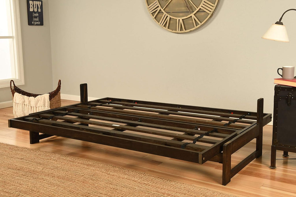 KODIAK FURNITURE Aspen Futon Set with Reclaim Mocha Finish, Marmont Thunder