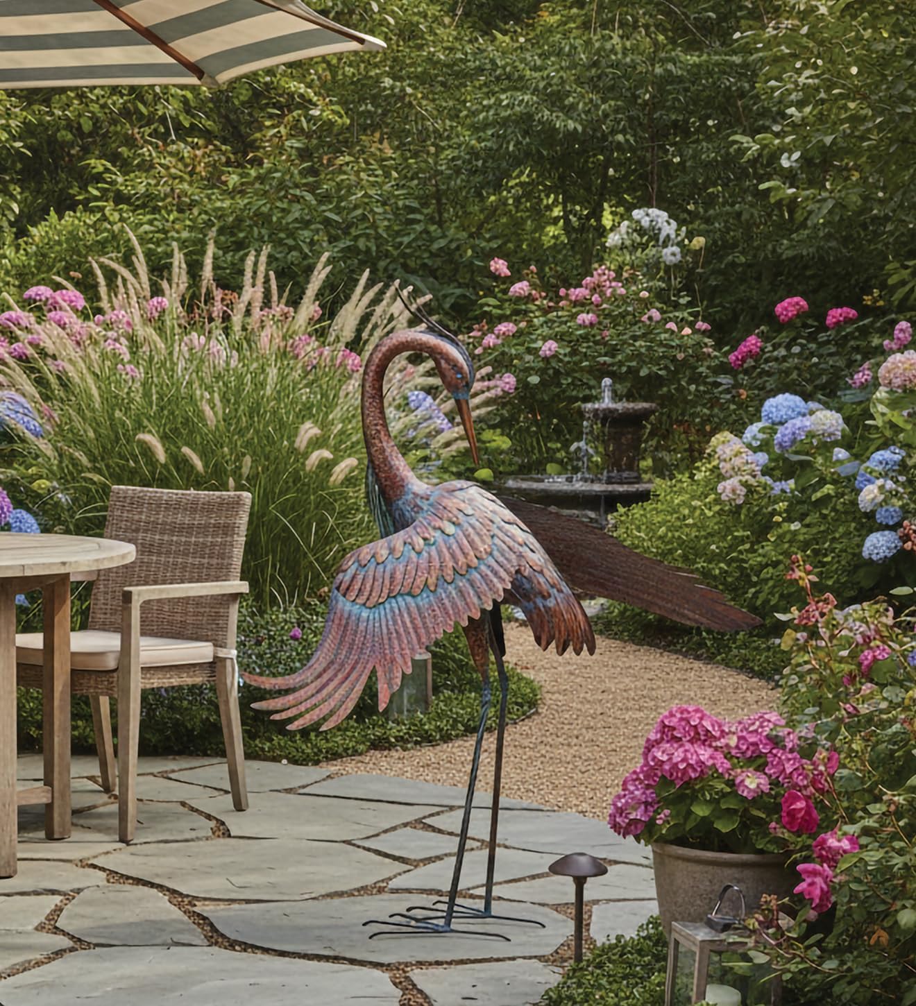 Regal Art & Gift Copper Patina Heron Metal Statue – Indoor Outdoor Decorative Sculpture for Home & Garden Décor, Weather-Resistant Yard Art Figure for Patio, Lawn