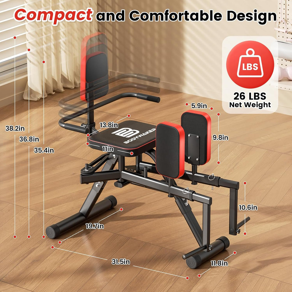 2-in-1 Hip Abductor & Adduction Machine for Home Gym, Glute Machine & Thigh Workout Equipment with 6-Level Resistance and Enlarged Padding Seat, Compact Leg Exercise Euipment for Women & Men