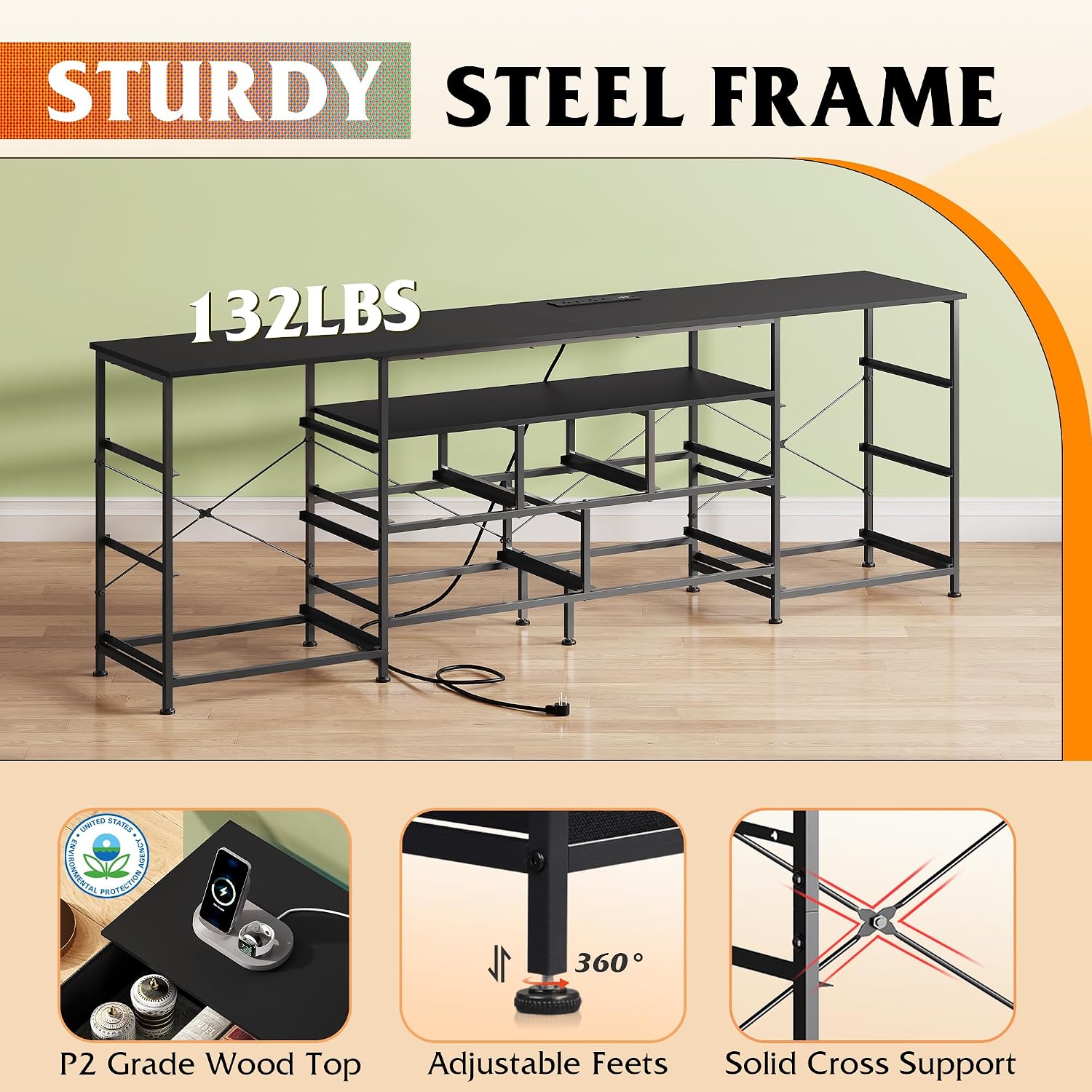 WLIVE 75.5' TV Stand for 65, 75, 80, 85 Inch TV, Dresser for Bedroom with Power Outlets & LED Lights, 11 Drawer Fabric Dresser with Open Shelves, Entertainment Center with Storage, Black