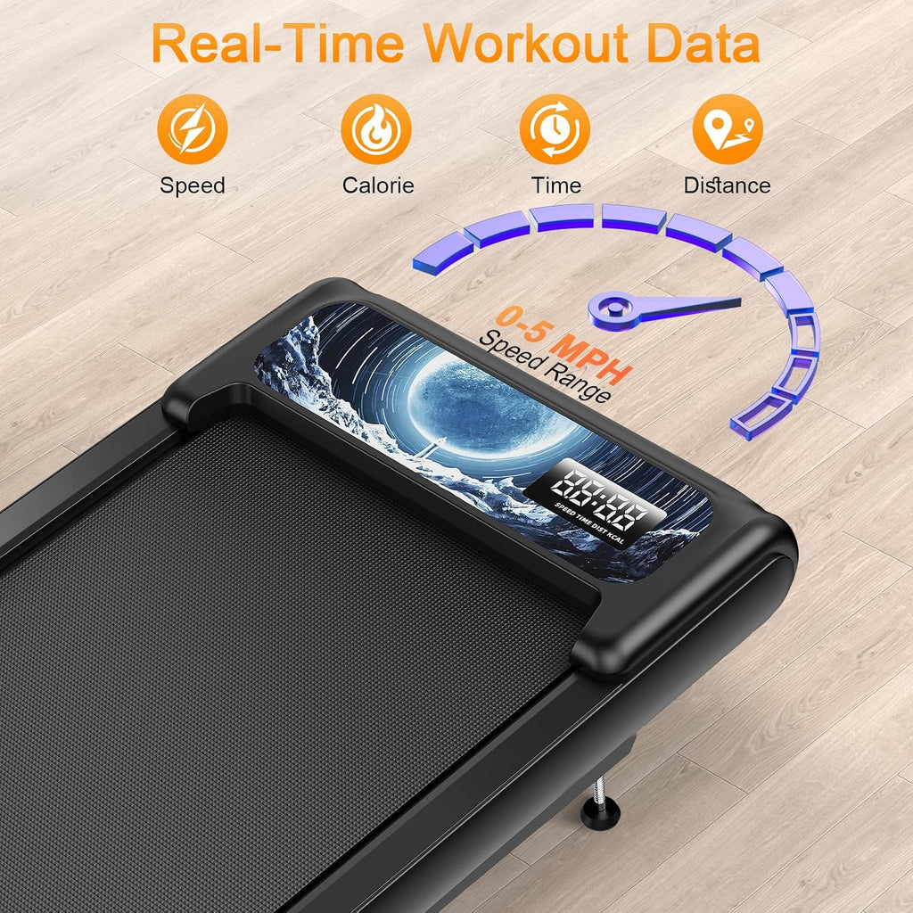 Walking Treadmill Pad with Handle Bar, Silent Fitness Equipment, Treadmill with 4-in-1 Modes, Easy Assembly, Portable Home Gym Equipment