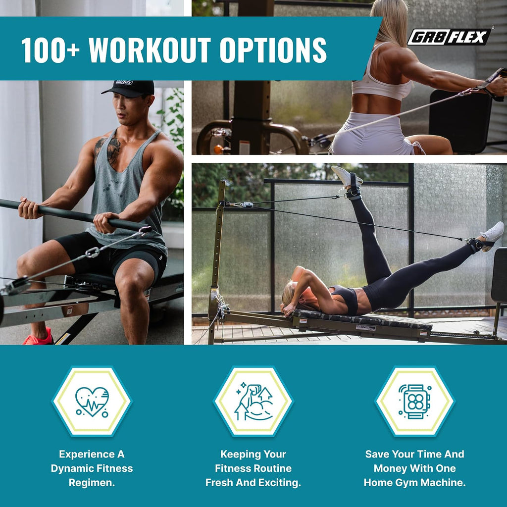 GR8FLEX Performance Gym for Total Over 100 Exercises, Multi-Functional Workout Machine, High Performance Strength Training, Cardio, and Full Body Fitness Equipment for Home Use