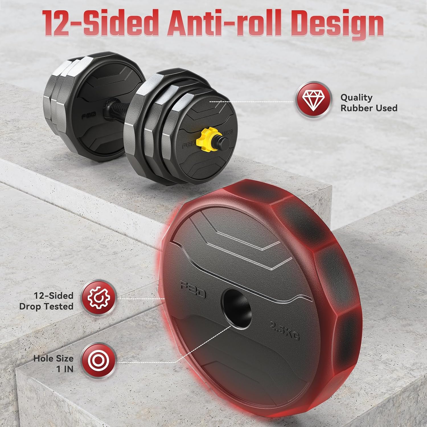 FEIERDUN Adjustable Dumbbells Set, 48/68/88lbs Free Weight Set with 4 Modes, Used as Barbell, Kettlebells, Push up Stand, Fitness Exercises for Home Gym Suitable Men/Women