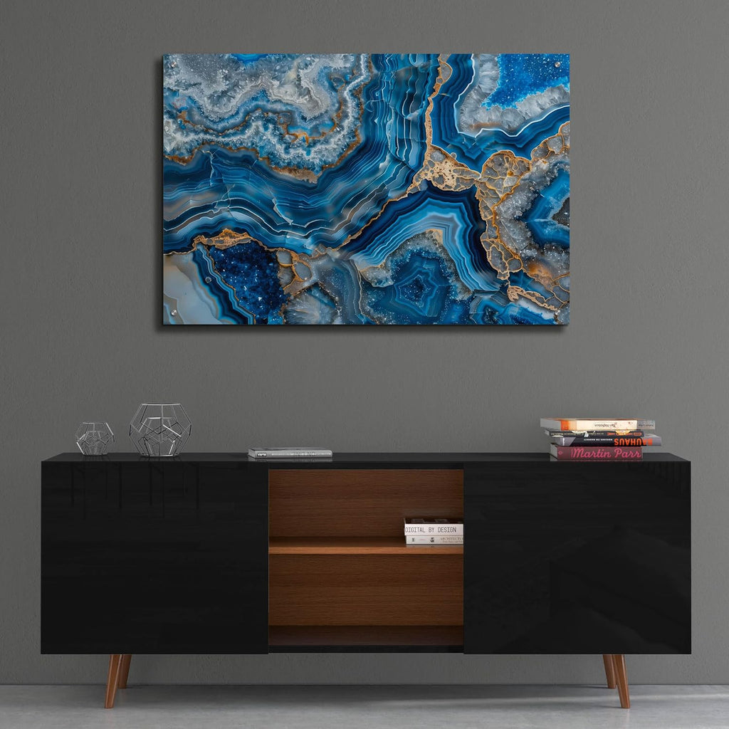 Epic Art 'Blue Crystals With Gold' by Svetlana Aleynikova Acrylic Glass Wall Art, 36' x 24'