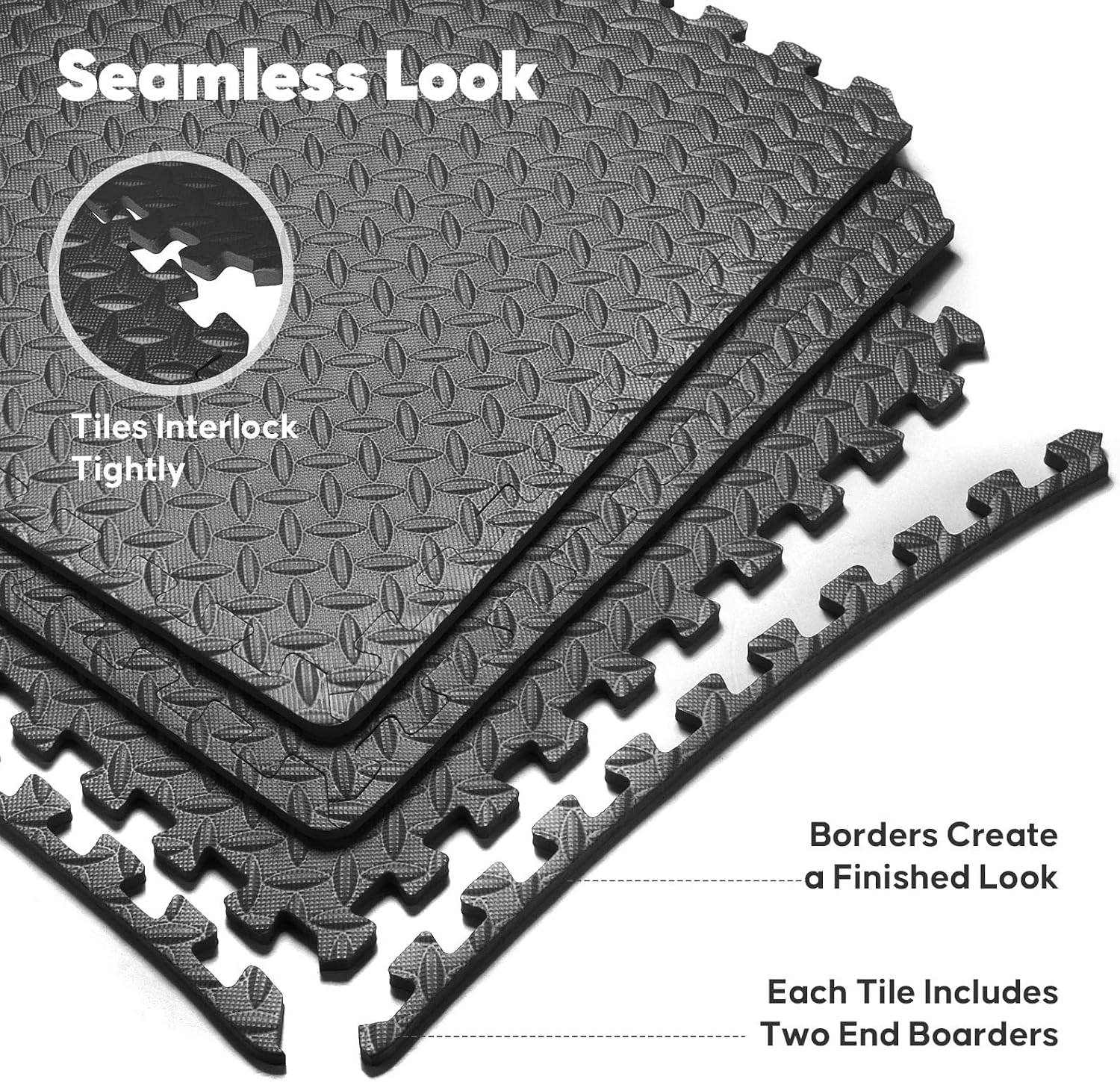 36 Pack Home Gym Mat, Puzzle Exercise Mat, EVA Interlocking Foam Floor Tiles for Home Workout Equipment and Kids' Play Areas - Blue, 24 in x 24 in x ½ in - (Black, 36 Pack (144 SQ FT))