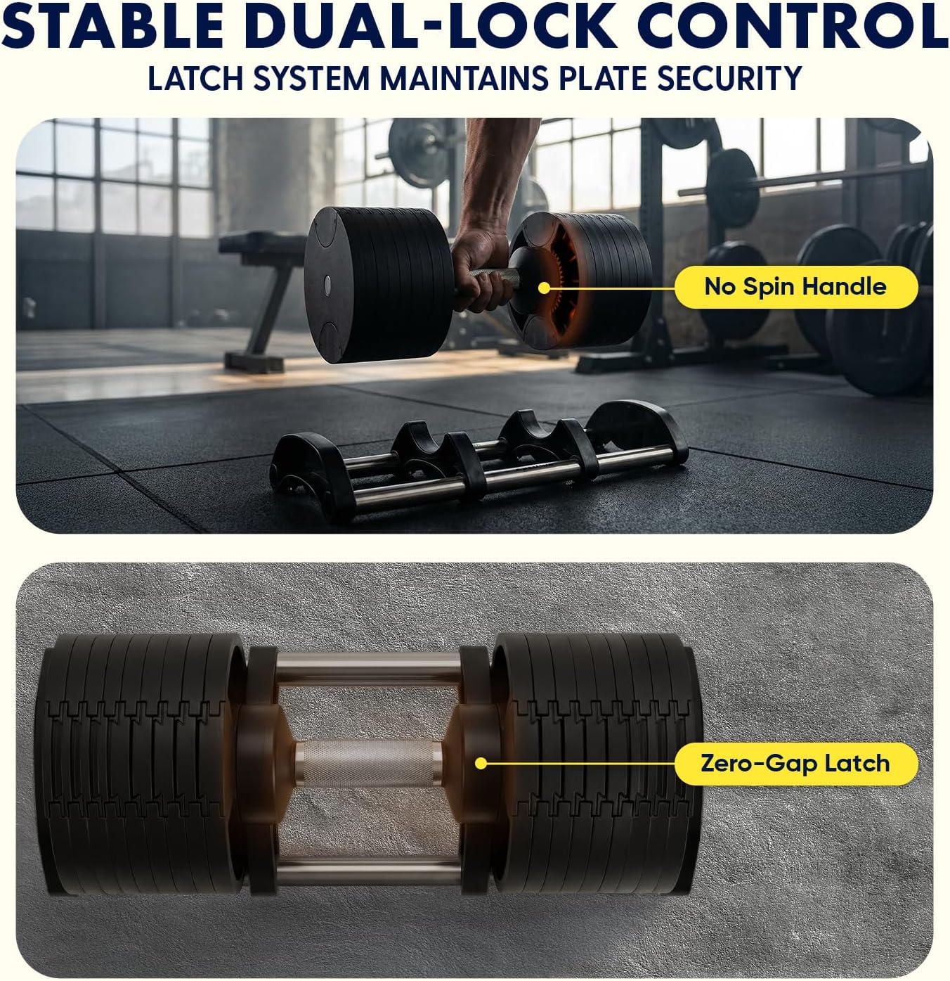 SQUATZ Adjustable Dumbbells with Quick Weight Change, Space-Saving Dumbbell Set with Anti‑Slip Handle, Secure Locking System, Heavy‑Duty Plates & Base for Home Workout and Strength Training