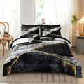 Merryword Black Marble Comforter Set California King 8 Pieces Bed in a Bag Gold Metallic Marble Design Bedding with 1 Comforter, 4 Pillowcase, 1 Flat Sheet, 1 Fitted Sheet, 1 Cushion Cover