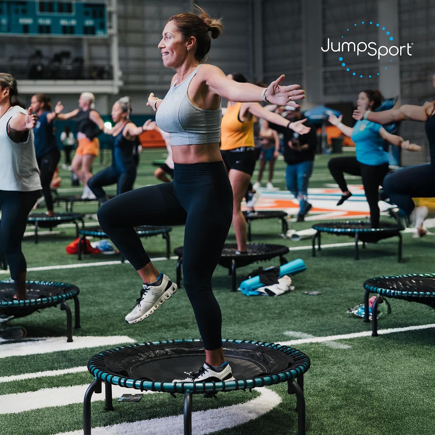JumpSport 350 PRO 39 Inch Fitness Trampoline Indoor Rebounder Cardio Workout Equipment 300 lb Capacity