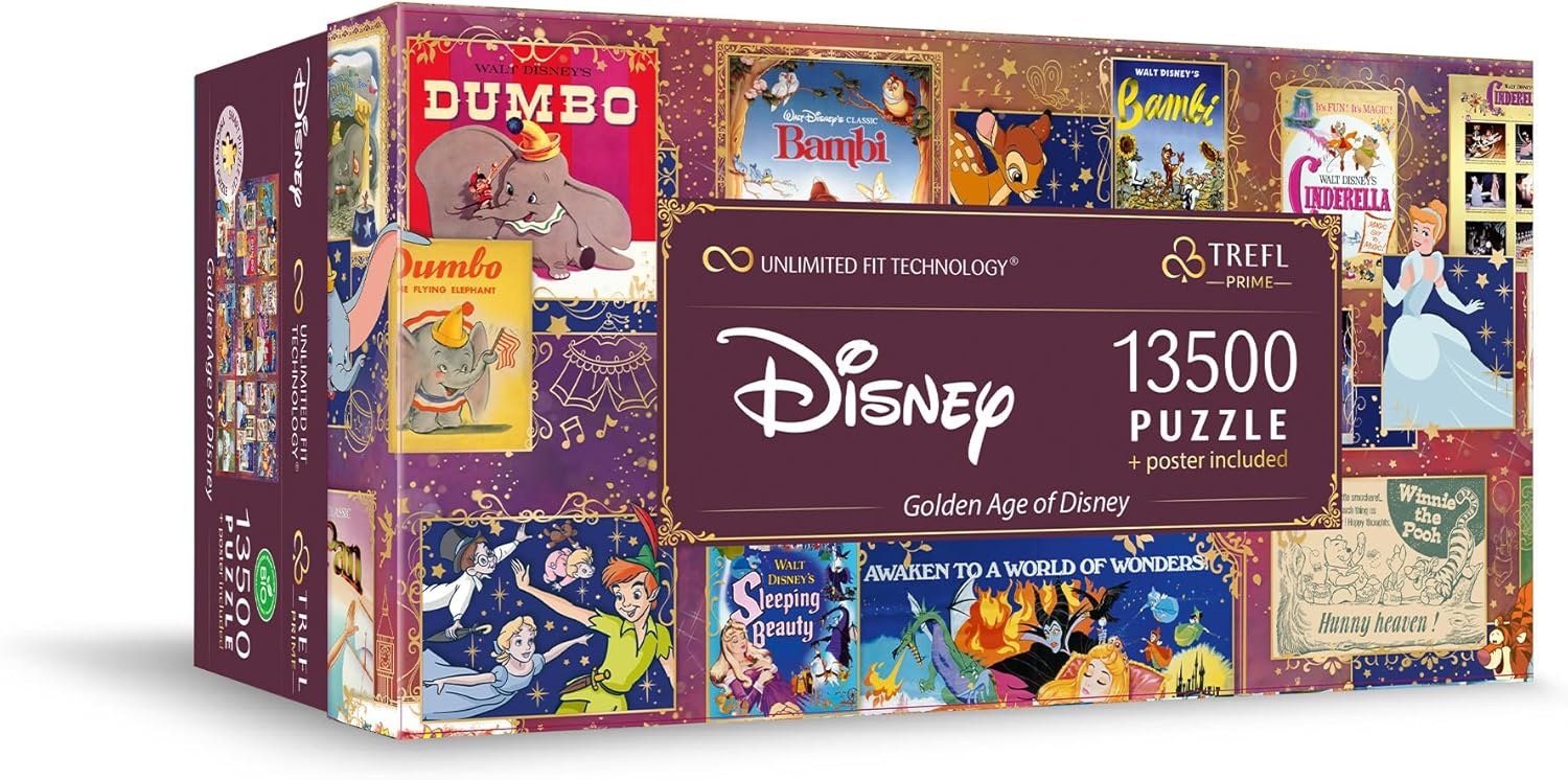 Trefl 13500 Piece Jigsaw Puzzle Golden Age of Disney Prime 78'x54' Large Jigsaw, BIO, ECO, Collage with Disney Characters, Creative Fun for Adults and Children from 14 Years Old