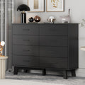 Xixini Dresser for Bedroom, 8 Drawer Wide Modern Chest of Drawers with X-Shaped Sturdy Base, Wood Double Dresser Closet Clothes Storage Organizer, Wooden TV Stand for Living Room, Hallway, Black