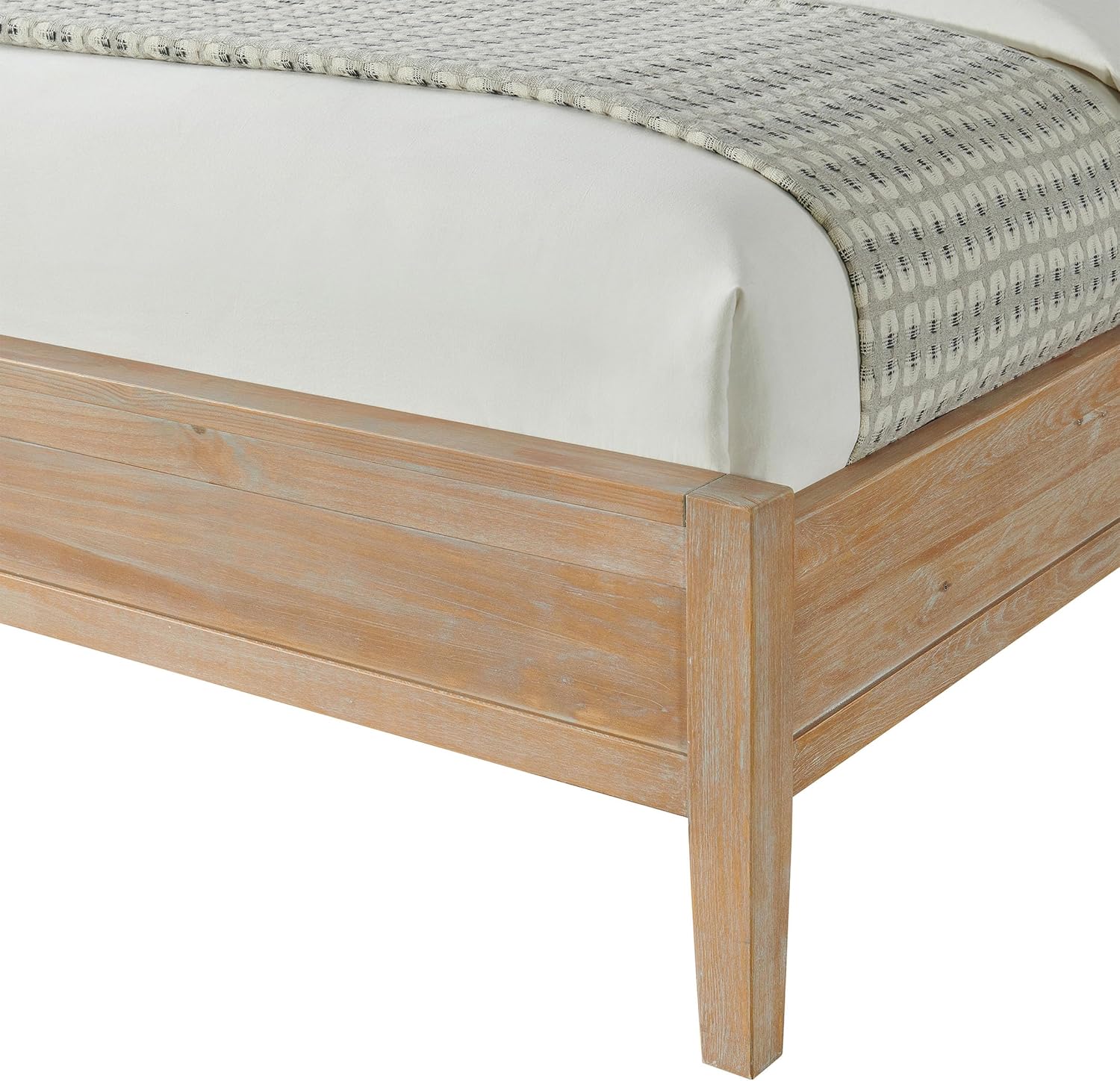 Alaterre Furniture Arden King Bed Frame - Solid Pine Wood with High Headboard and Low Footboard in Light Driftwood Finish - No Box Spring Needed, 81' W x 86' D x 50' H