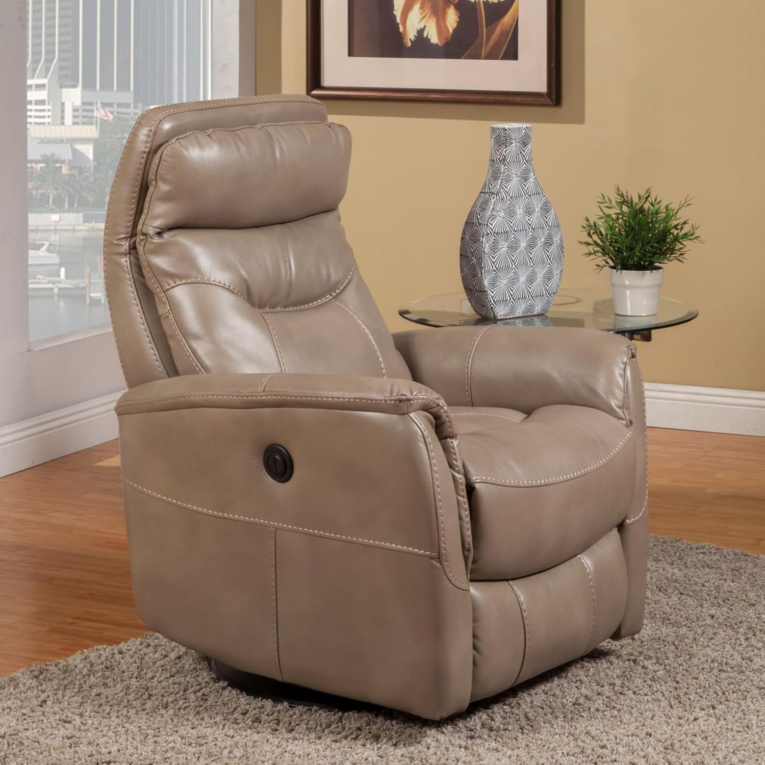 Parker Living Gemini - Linen Power Swivel Glider Recliner Two Pack in Soft Linen Fabric Reclining Nursery Chairs with 90% Polyester and 10% PU for Comfortable Nursing
