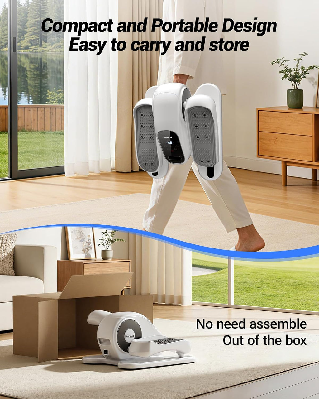 UMAY Under Desk Elliptical Machine, Electric Eclipse Leg Exerciser While Sitting for Seniors with 12 Speeds, Foot Peddler Exercise Machine, Manual & Auto Mode, Seated Pedal Exerciser for Home Office