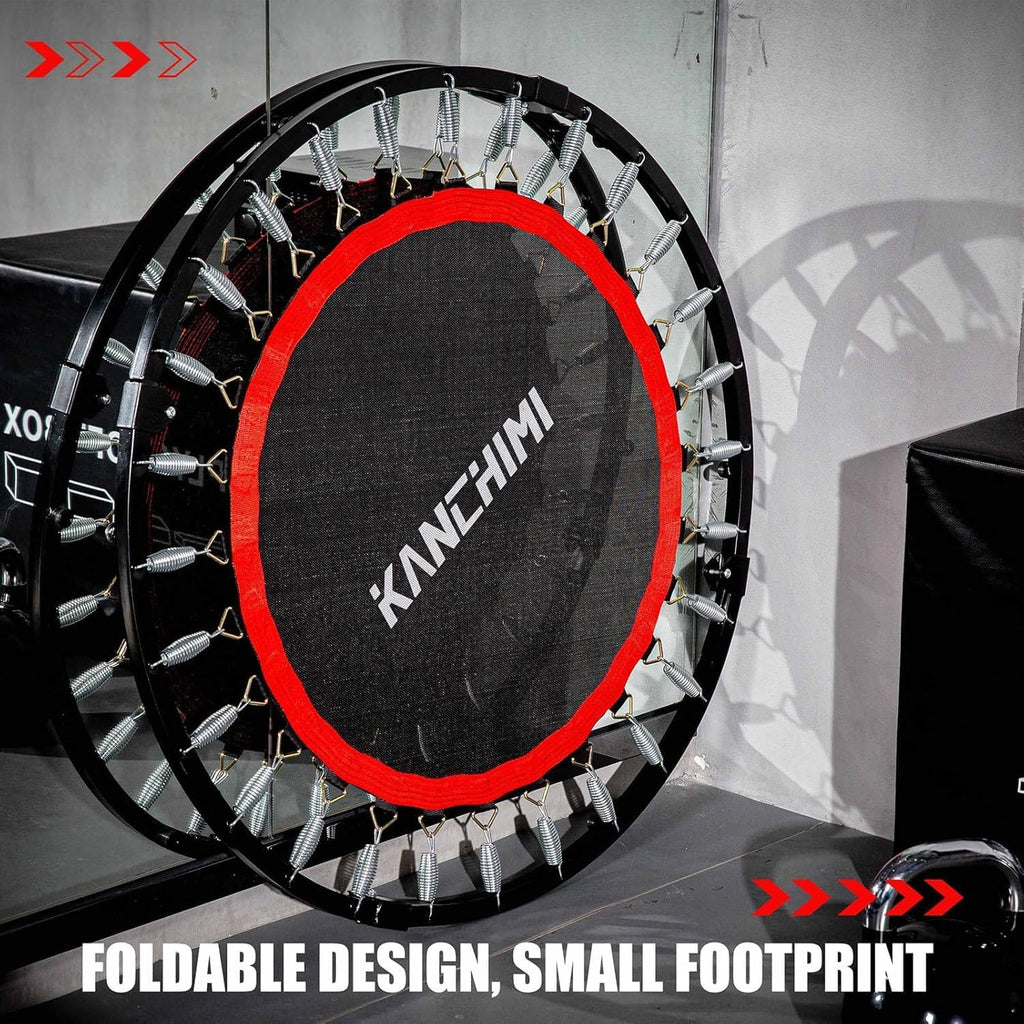 Kanchimi 40' 48' Folding Mini Fitness Indoor Exercise Workout Rebounder Trampoline with Handle, Max Load 330lbs