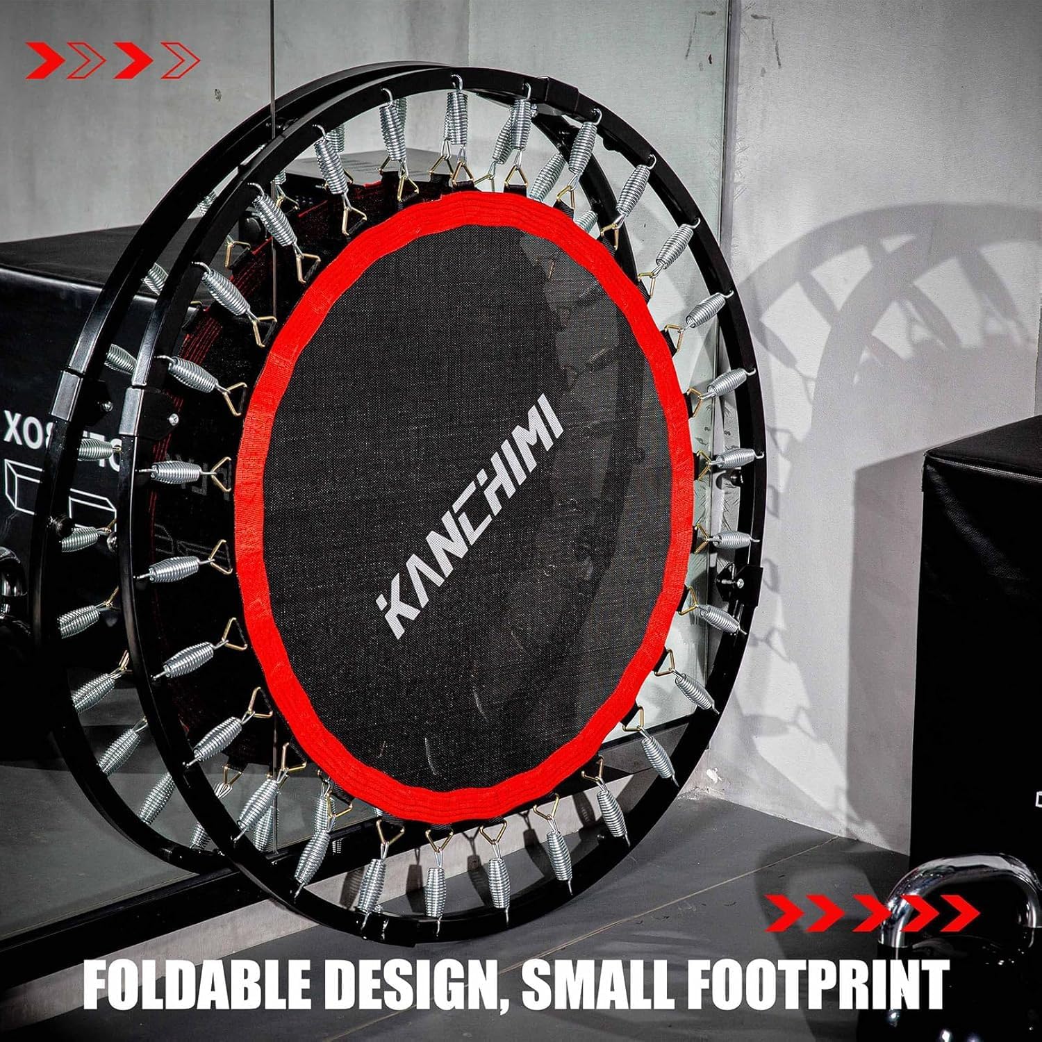 Kanchimi 40' 48' Folding Mini Fitness Indoor Exercise Workout Rebounder Trampoline with Handle, Max Load 330lbs