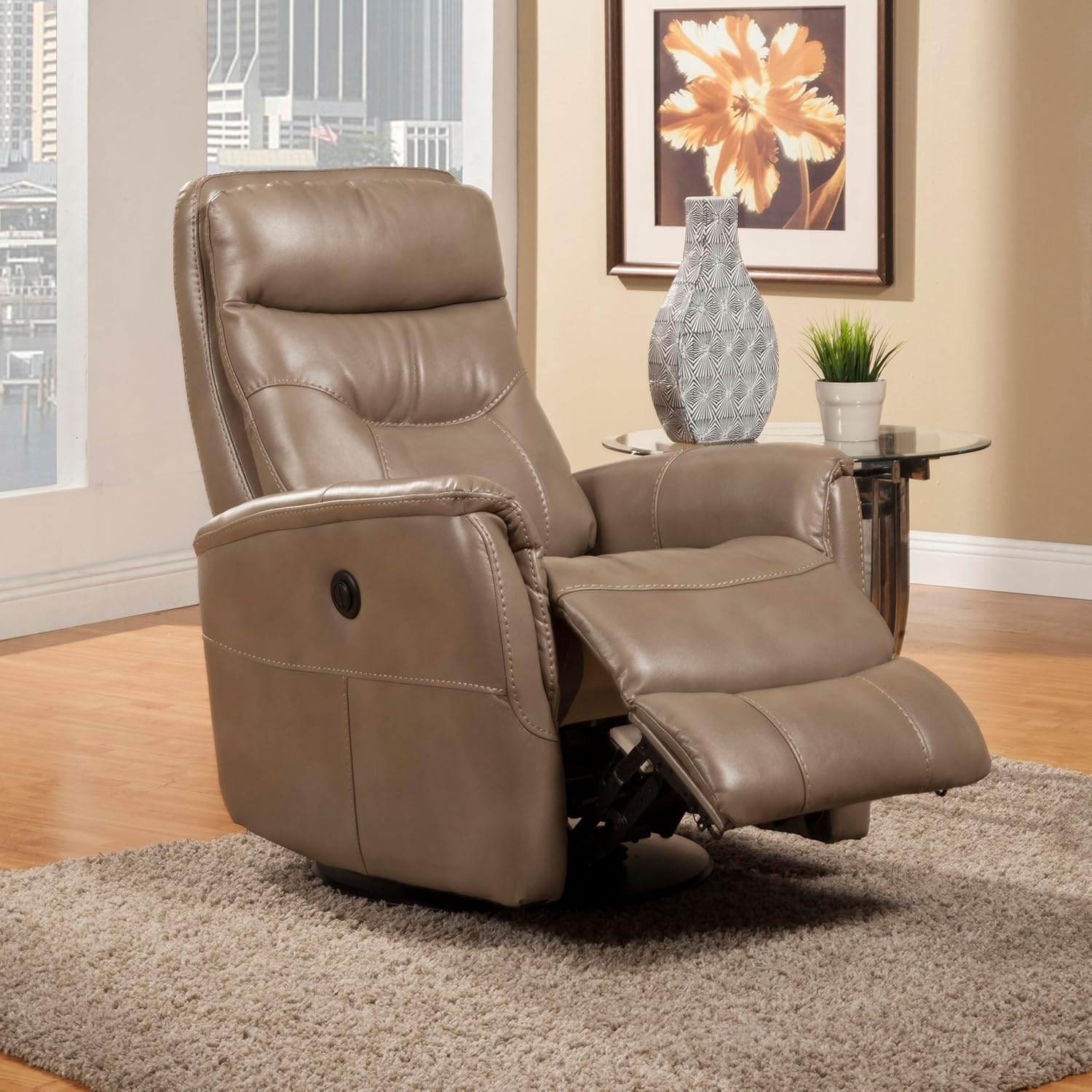Parker Living Gemini - Linen Power Swivel Glider Recliner Two Pack in Soft Linen Fabric Reclining Nursery Chairs with 90% Polyester and 10% PU for Comfortable Nursing