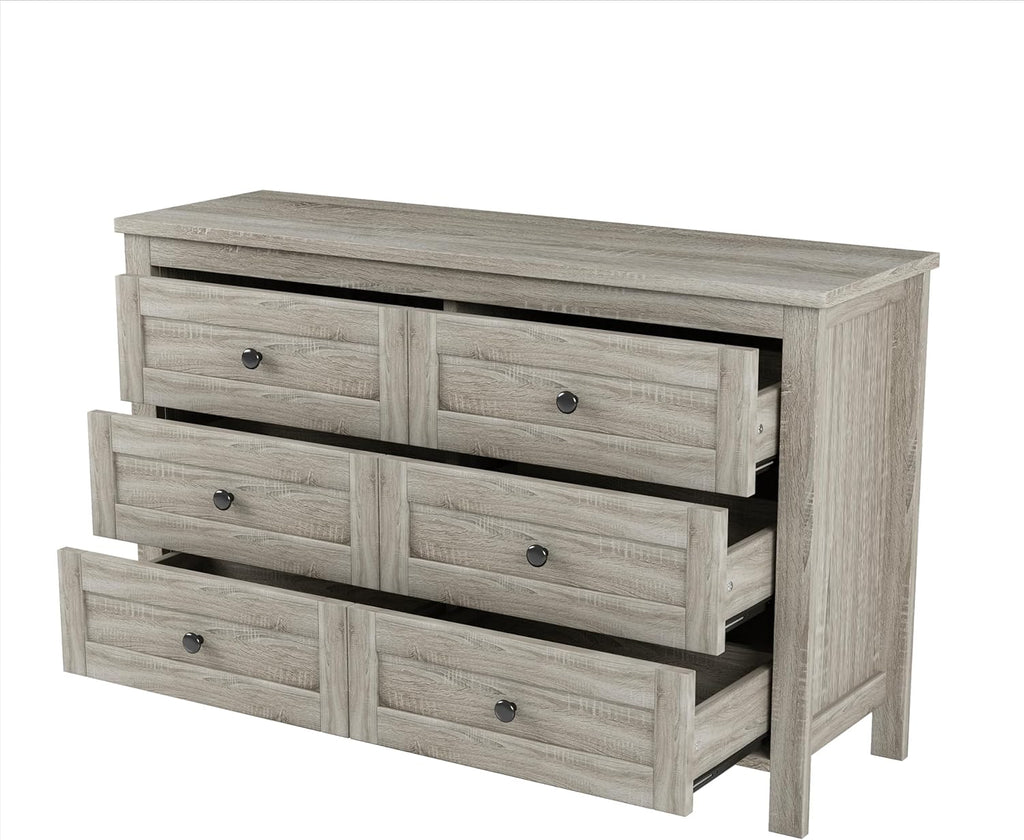 Farmhouse Bedroom Set 3 Pieces, Full Size Wood Platform Bed Frame, Nightstand and Dressing Table, Full Bedframe with Double Sliding Door Headboard and Charging Station (Antique Gray, Full)