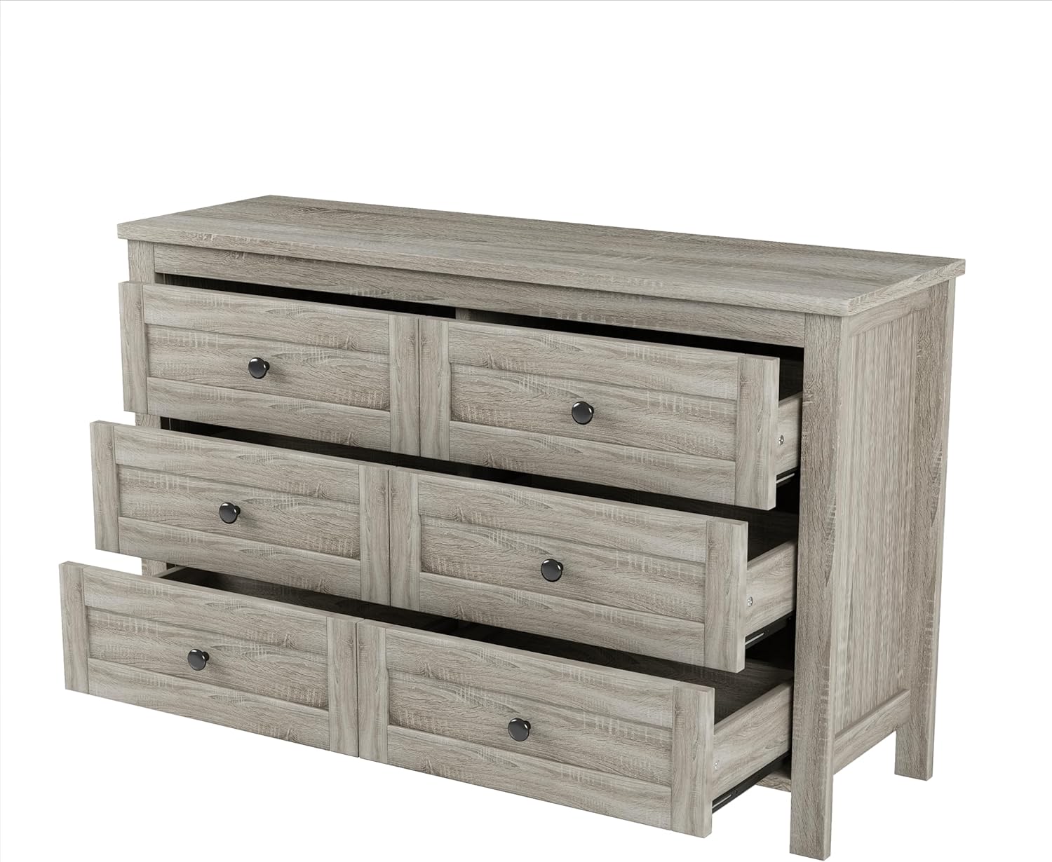 Farmhouse Bedroom Set 3 Pieces, Full Size Wood Platform Bed Frame, Nightstand and Dressing Table, Full Bedframe with Double Sliding Door Headboard and Charging Station (Antique Gray, Full)