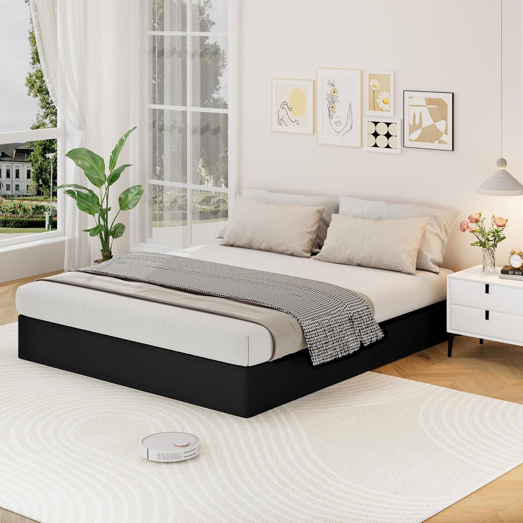 Awesofurni King Box Spring, 10 Inch High Profile King Size Box Spring Only, Black 3000 lbs Heavy Duty Metal Frame Mattress Foundation with Fabric Cover, Easy Assembly-Noise Free