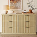 VASAGLE MAXE Collection - 6-Drawer Double Dresser for Bedroom, 54.2-Inch Wide Chest of Drawers, Fluted Panels, Mid Century Modern Storage Dresser, TV Stand for Living Room, Oak Beige ULTS662YC01S