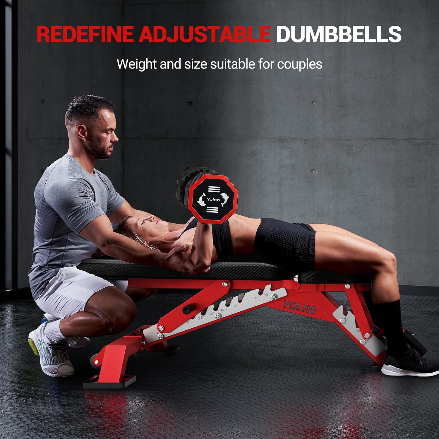 Yoleo Adjustable Dumbbell Set, Weights Dumbbells Set at Home Workout Equipment, 4 in 1 Each Premium Tai Chi-Style Rotary Mounting Adjustable 10/15/20/25 lb dumbbells, with TPU Soft Rubber Handle Suitable Men/Women Updated 2.0