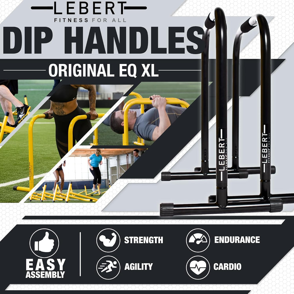 Lebert EQualizer Total Body Strengthener – Portable Dip Station for Full Bodyweight Training – Includes Hip Resistance Band & Online Coaching – Available in Standard & XL Sizes