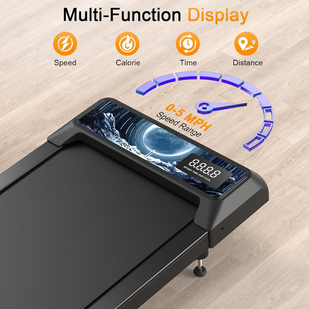 Walking Treadmill Pad with Handle Bar, Silent Fitness Equipment, Treadmill with 4-in-1 Modes, Easy Assembly, Portable Home Gym Equipment