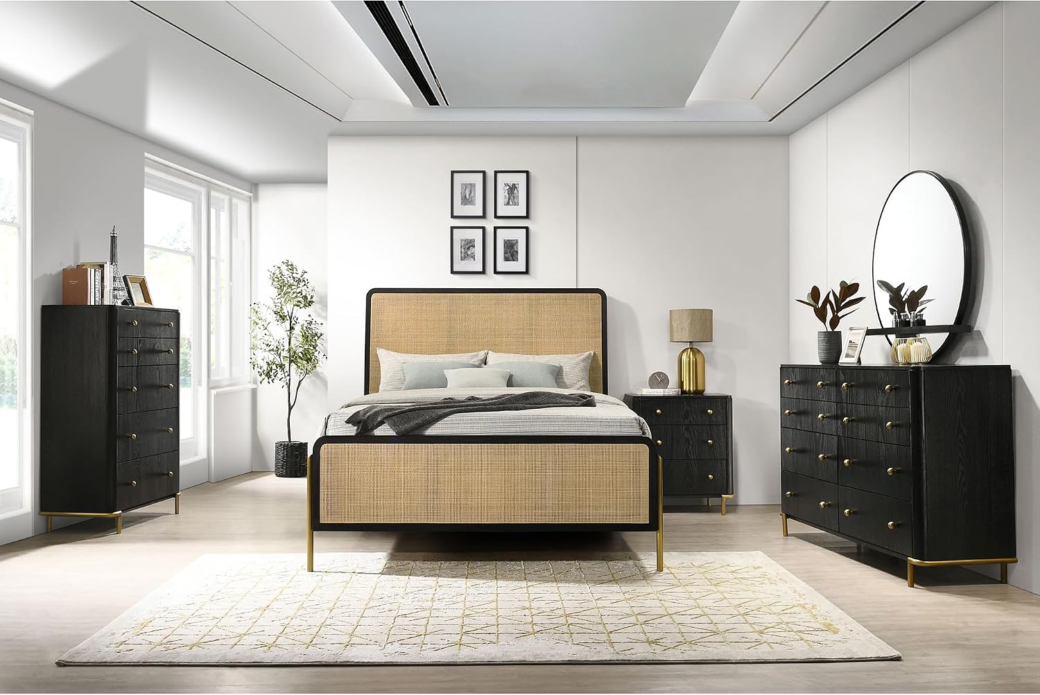 Black and Natural 5 King Bedroom Set