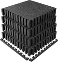 PRAISUN 0.6' Thicker Rubber Top Gym Flooring for Home Gym, 24 Pcs 96 Sq Ft Workout Mats, Exercise Mat, Interlocking Rubber Floor Mats with High Density EVA Foam for Garage, 24 x 24in, Black/Grey