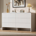 Furniway 55' Wide Modern Dresser for Bedroom, 6 Drawer Chest of Drawers with Curved Design, Push-to-Open Storage Dresser, White
