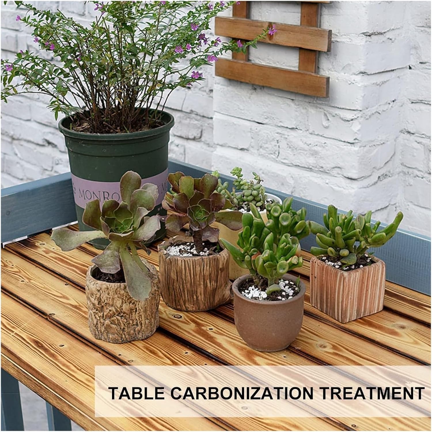 Potting Bench Table,Garden Potting Table, Wooden Garden Potting Bench Garden Work Bench Open Shelf Decorate Plant Gardening Workstation for Patio Courtyards Balcony, 100x45x90cm