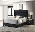 Generic Black Finish Upholstered King Size Channel Tufting Panel Bed Nightstand 3pc Wooden Bedroom Set, HS00B9295K3pc