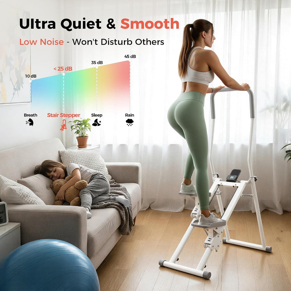 Stair Stepper for Home, Upgraded 3-Level Adjustable Resistance& Incline, Extra-Wide Non-Slip Pedals, LCD Counter with Phone Holder, 350 lbs Capacity