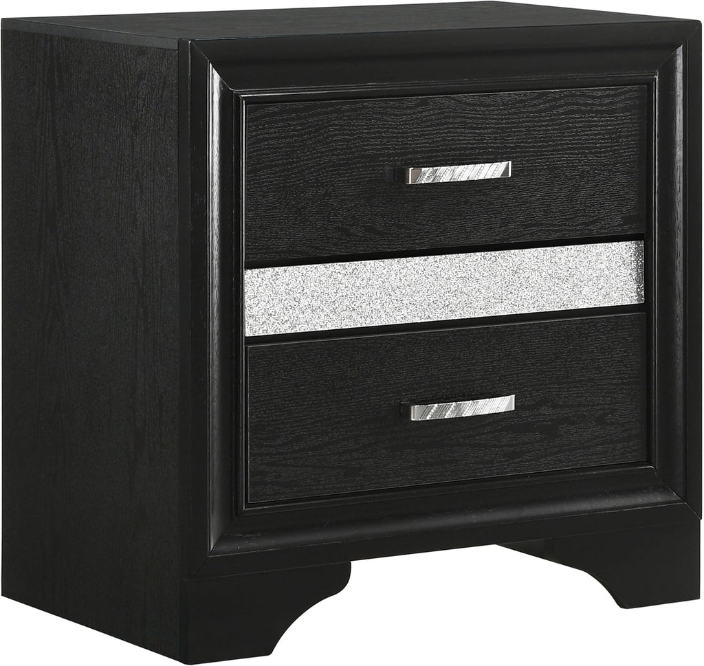 Coaster Home Furnishings Miranda Contemporary 5-Piece Bedroom Set Full Size Storage Panel Bed Frame 50-inch Headboard Black 206361F-S5
