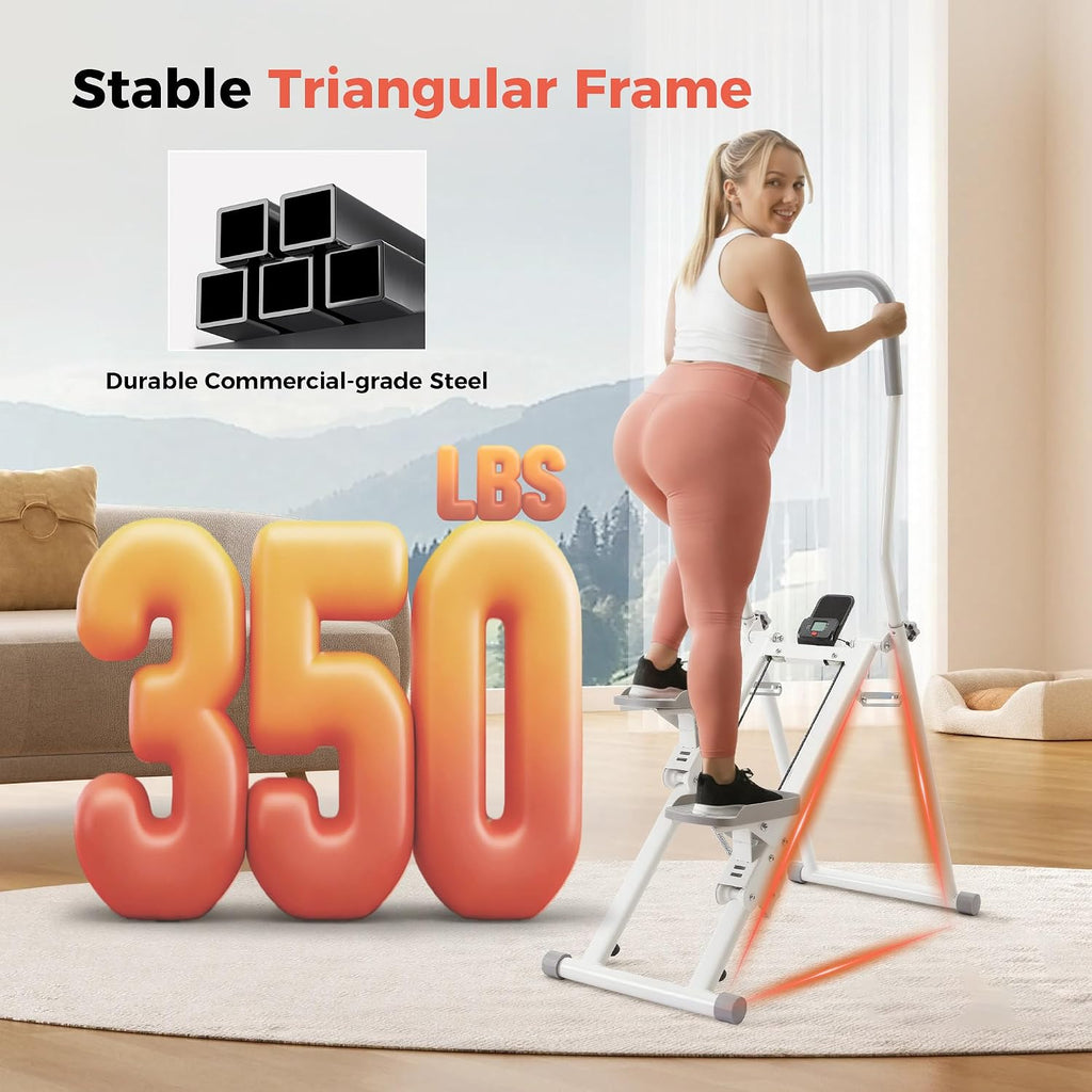 Stair Stepper for Home, Upgraded 3-Level Adjustable Resistance& Incline, Extra-Wide Non-Slip Pedals, LCD Counter with Phone Holder, 350 lbs Capacity