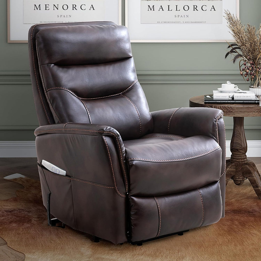 Parker Living Gemini - Truffle Power Lift Recliner Two Pack Adjustable Articulating Headrest Electric Reclining Chairs with 90% Polyester 10% PU Durable Upholstery