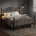 LOEWAY Full Metal Bed Frame with Classical Headboard and Footboard, Platform Bed Frame with Sturdy Metal Slats Support, Adequate Under Bed Storage, No Box Spring Needed, Easy Assembly, Black