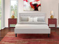 East West Furniture FN08K-2VL13 3-Piece Fannin King Bedroom Set with 1 King Frame and 2 End Tables for Bedroom - Reliable and Durable Manufacturing - Mist Beige Linen Fabric